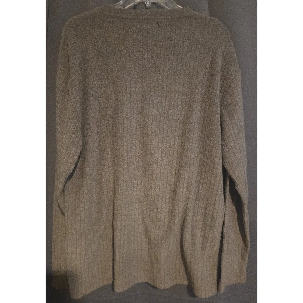 Axcess Liz Claiborne Brown Ribbed V-Neck Sweater, Black Chest Stripe Men's Large